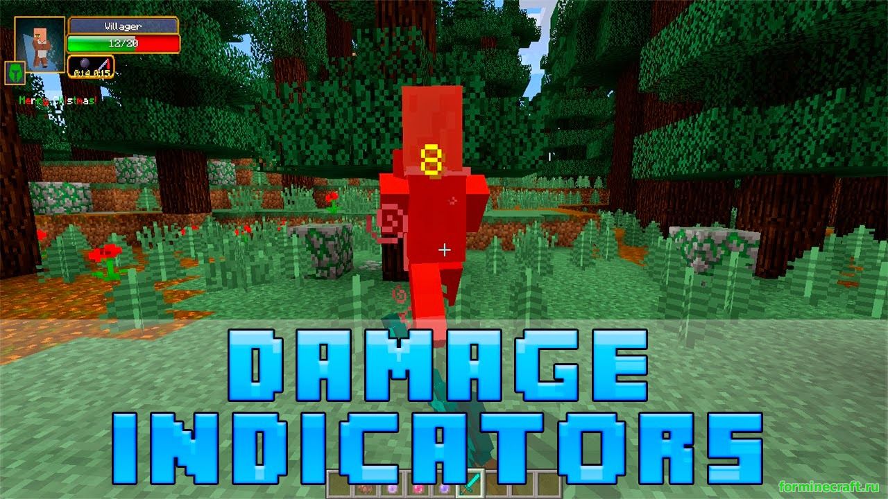 Мод Damage Indicators для minecraft 1.7.10, скачать